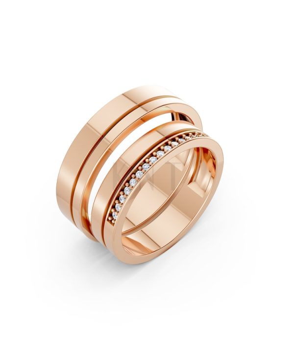 Nhẫn cưới A224 màu vàng hồng Rose Gold họa tiết ấn tượng, cá tính