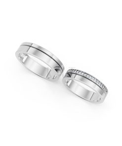 Nhẫn cưới A224 màu vàng trắng White Gold vàng sáng, đường nét sắc sảo, tinh tế