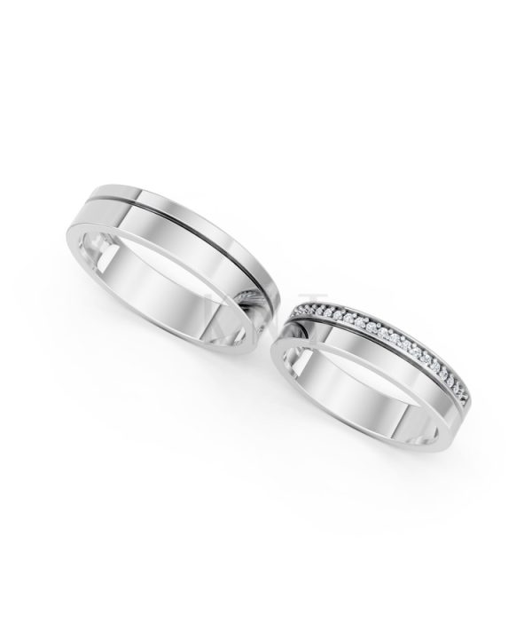 Nhẫn cưới A224 màu vàng trắng White Gold vàng sáng, đường nét sắc sảo, tinh tế