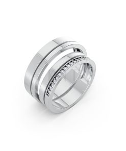 Nhẫn cưới A224 màu vàng trắng White Gold kiểu dáng hiện đại, nổi bật