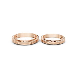 NHẪN CƯỚI A237 vàng hồng Rose Gold thiết kế đối xứng, phong cách, ấn tượng