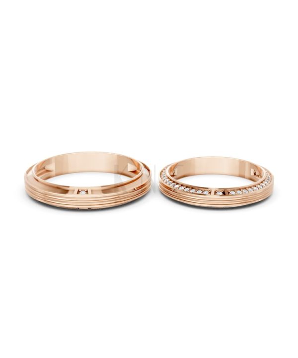 NHẪN CƯỚI A237 vàng hồng Rose Gold thiết kế đối xứng, phong cách, ấn tượng