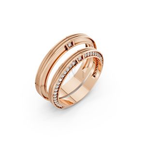 NHẪN CƯỚI A237 vàng hồng Rose Gold họa tiết ấn tượng, cá tính