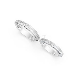 NHẪN CƯỚI A237 vàng trắng White Gold thiết kế trẻ trung, hiện đại