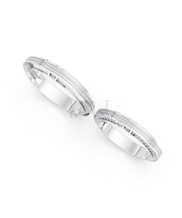 NHẪN CƯỚI A237 vàng trắng White Gold thiết kế trẻ trung, hiện đại