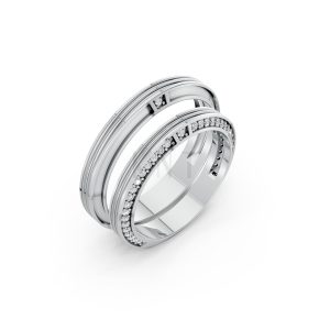 NHẪN CƯỚI A237 vàng trắng White Gold kiểu dáng hiện đại, nổi bật