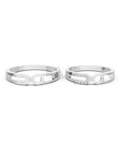 Nhẫn cưới A238 màu vàng trắng White Gold vàng sáng, đường nét sắc sảo, tinh tế