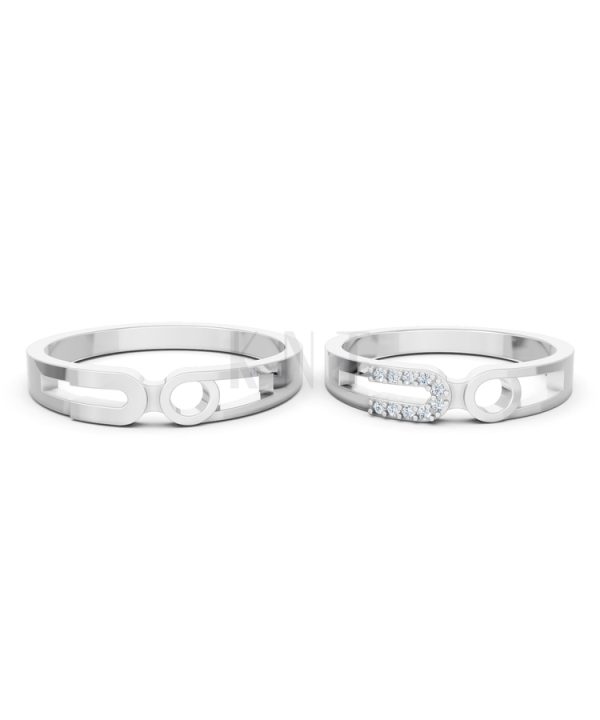 Nhẫn cưới A238 màu vàng trắng White Gold vàng sáng, đường nét sắc sảo, tinh tế