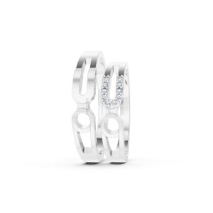 Nhẫn cưới A238 màu vàng trắng White Gold vàng sáng bóng, thiết kế trẻ trung