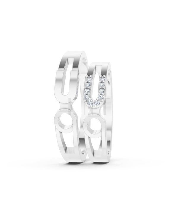 Nhẫn cưới A238 màu vàng trắng White Gold vàng sáng bóng, thiết kế trẻ trung