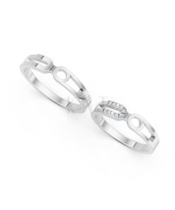 Nhẫn cưới A238 màu vàng trắng White Gold kiểu dáng cá tính, hiện đại