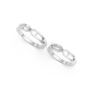 Nhẫn cưới A238 màu vàng trắng White Gold kiểu dáng cá tính, hiện đại