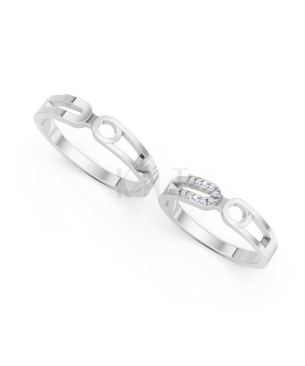 Nhẫn cưới A238 màu vàng trắng White Gold kiểu dáng cá tính, hiện đại