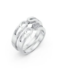 Nhẫn cưới A238 màu vàng trắng White Gold kiểu dáng hiện đại, nổi bật