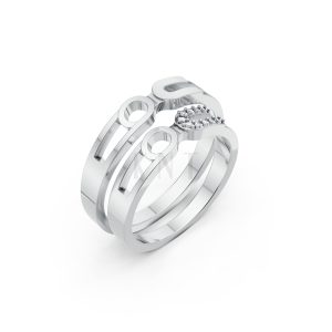 Nhẫn cưới A238 màu vàng trắng White Gold kiểu dáng hiện đại, nổi bật