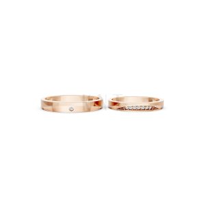 NHẪN CƯỚI A240 vàng hồng Rose Gold vàng đẹp, kiểu dáng trẻ trung, độc đáo