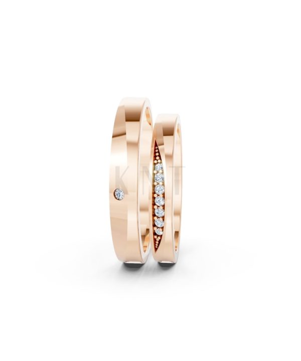 NHẪN CƯỚI A240 vàng hồng Rose Gold phong cách trẻ trung, nổi bật