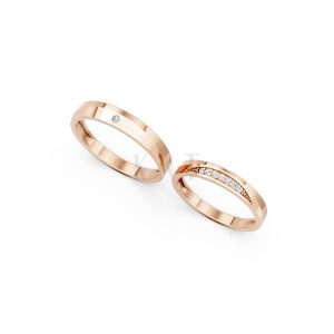 NHẪN CƯỚI A240 vàng hồng Rose Gold thiết kế đối xứng, phong cách, ấn tượng