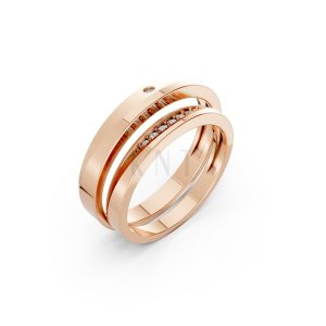 NHẪN CƯỚI A240 vàng hồng Rose Gold họa tiết ấn tượng, cá tính