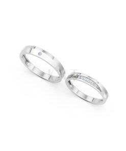 NHẪN CƯỚI A240 vàng trắng White Gold kiểu dáng cá tính, hiện đại