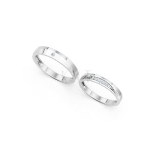 NHẪN CƯỚI A240 vàng trắng White Gold kiểu dáng cá tính, hiện đại