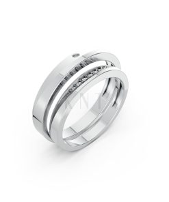 NHẪN CƯỚI A240 vàng trắng White Gold kiểu dáng hiện đại, nổi bật