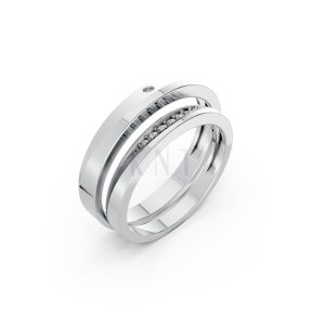 NHẪN CƯỚI A240 vàng trắng White Gold kiểu dáng hiện đại, nổi bật