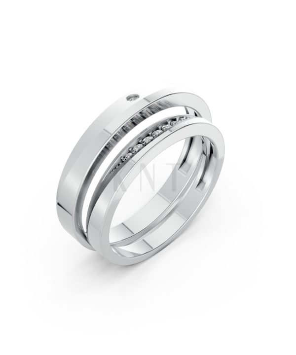 NHẪN CƯỚI A240 vàng trắng White Gold kiểu dáng hiện đại, nổi bật