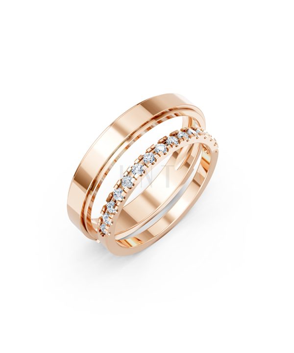 Nhẫn cưới A244 vàng hồng Rose Gold họa tiết ấn tượng, cá tính