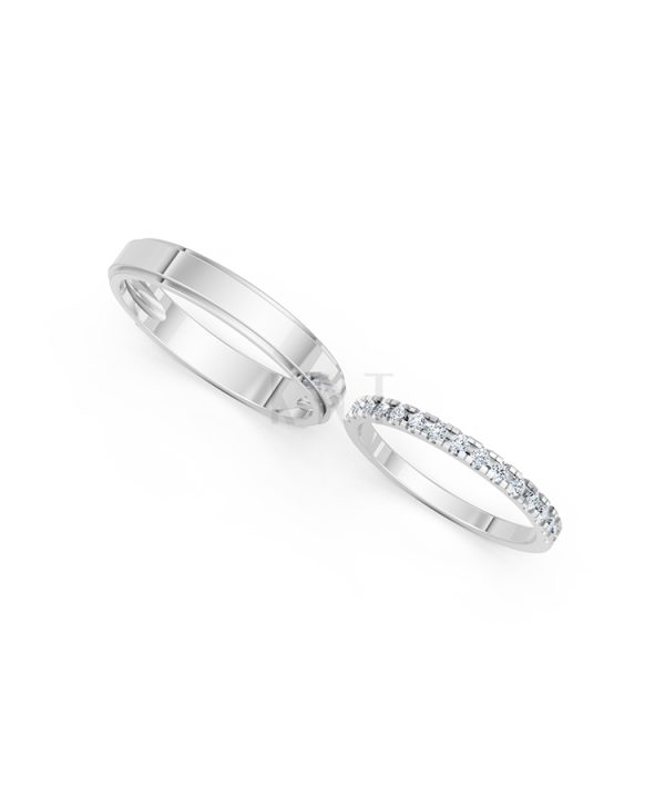 Nhẫn cưới A244 vàng trắng White Gold thiết kế trẻ trung, hiện đại