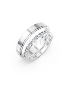 Nhẫn cưới A244 vàng trắng White Gold kiểu dáng hiện đại, nổi bật