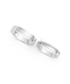 NHẪN CƯỚI A245 vàng trắng White Gold vàng sáng, đường nét sắc sảo, tinh tế