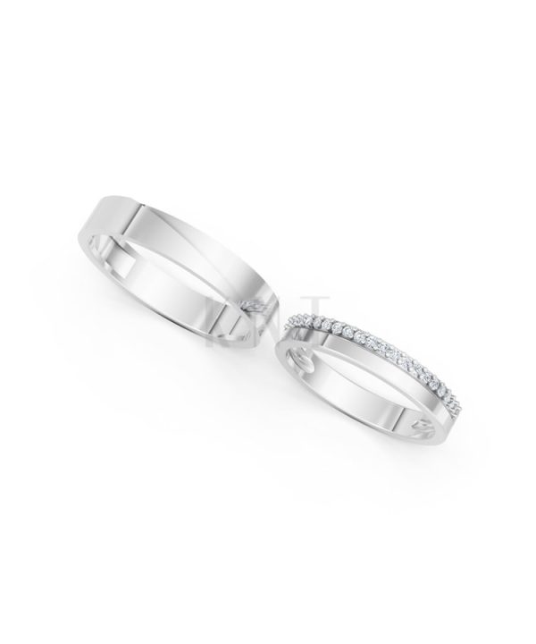 NHẪN CƯỚI A245 vàng trắng White Gold vàng sáng, đường nét sắc sảo, tinh tế