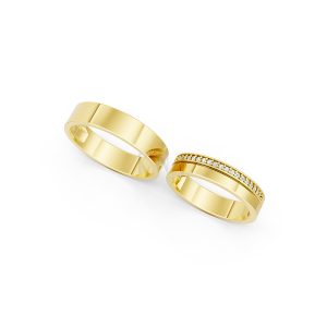 Nhẫn cưới A247 màu Vàng Gold thiết kế tinh xảo, độc đáo