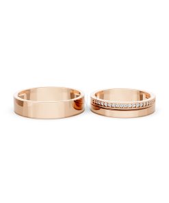 Nhẫn cưới A247 màu vàng hồng Rose Gold phong cách trẻ trung, nổi bật
