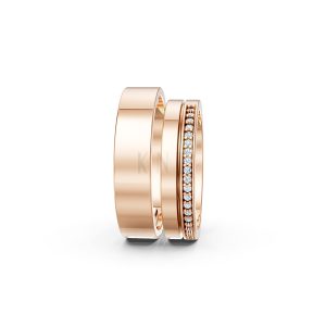 Nhẫn cưới A247 màu vàng hồng Rose Gold vàng đẹp, họa tiết hình học, độc đáo