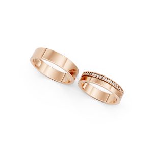 Nhẫn cưới A247 màu vàng hồng Rose Gold thiết kế đối xứng, phong cách, ấn tượng