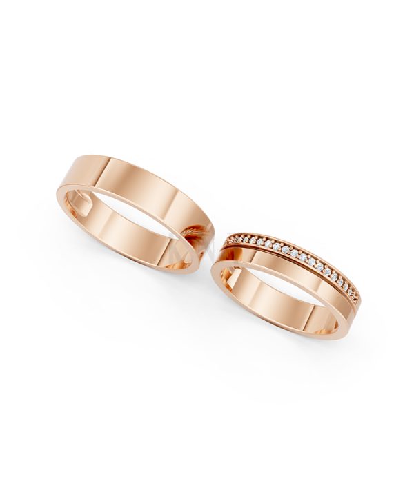 Nhẫn cưới A247 màu vàng hồng Rose Gold thiết kế đối xứng, phong cách, ấn tượng