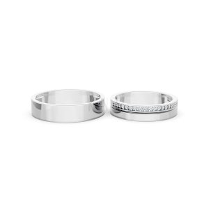 Nhẫn cưới A247 màu vàng trắng White Gold vàng sáng, đường nét sắc sảo, tinh tế