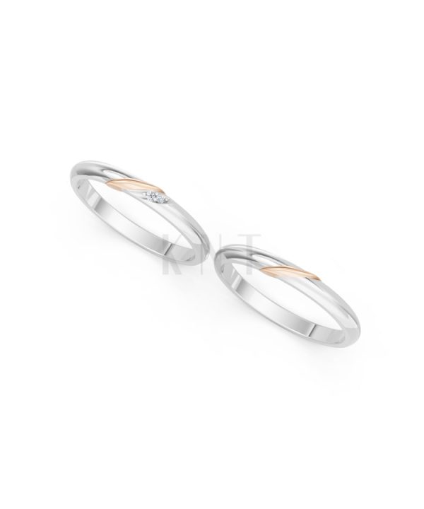 NHẪN CƯỚI A252 phối màu Dual Color vàng đẹp, kiểu dáng trẻ trung, độc đáo