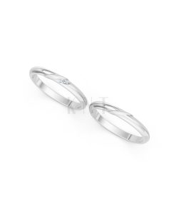 NHẪN CƯỚI A252 vàng trắng White Gold kiểu dáng cá tính, hiện đại