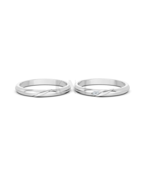 NHẪN CƯỚI A252 vàng trắng White Gold thiết kế trẻ trung, hiện đại