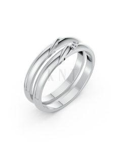 NHẪN CƯỚI A252 vàng trắng White Gold kiểu dáng hiện đại, nổi bật