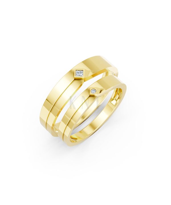 Nhẫn cưới A253 màu Vàng Gold thiết kế độc đáo, sang trọng