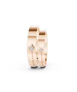 Nhẫn cưới A253 màu vàng hồng Rose Gold thiết kế đối xứng, phong cách, ấn tượng