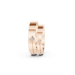 Nhẫn cưới A253 màu vàng hồng Rose Gold thiết kế đối xứng, phong cách, ấn tượng