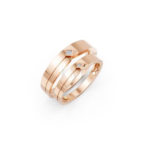 Nhẫn cưới A253 màu vàng hồng Rose Gold họa tiết ấn tượng, cá tính