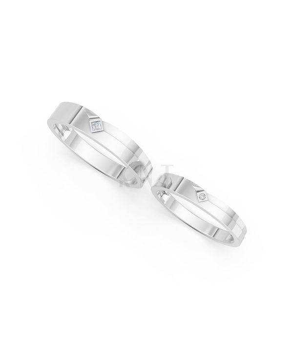 Nhẫn cưới A253 màu vàng trắng White Gold kiểu dáng cá tính, hiện đại