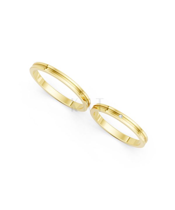 NHẪN CƯỚI A254 màu Vàng Gold thiết kế tinh xảo, độc đáo