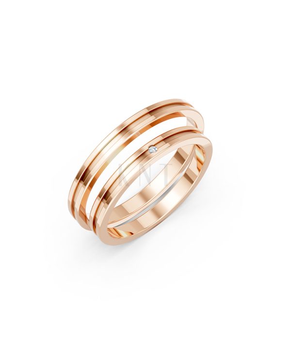 NHẪN CƯỚI A254 màu vàng hồng Rose Gold họa tiết ấn tượng, cá tính